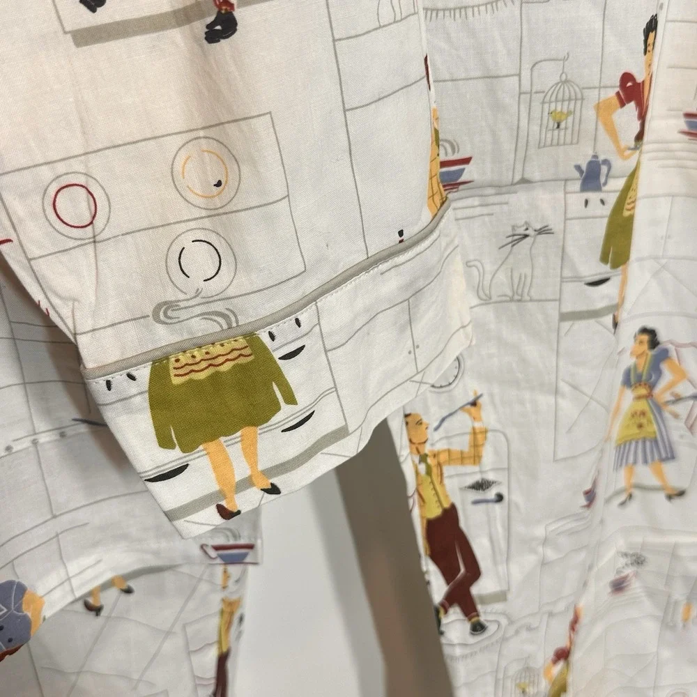 Shadow Boxer Collection NYC Pajama Set Large Kitchen Print Novelty Button Down - Picture 8 of 11